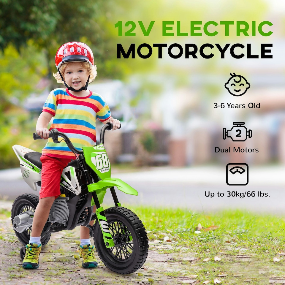 image 1 of AIYAPLAY 12V Kids Electric Motorcycle w/ Twist Grip Throttle, Music, Blue
