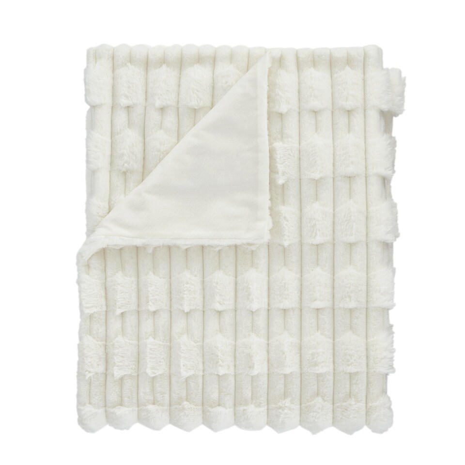 image 1 of Bianca So Soft Carved Faux Fur Blanket Throw | Cream