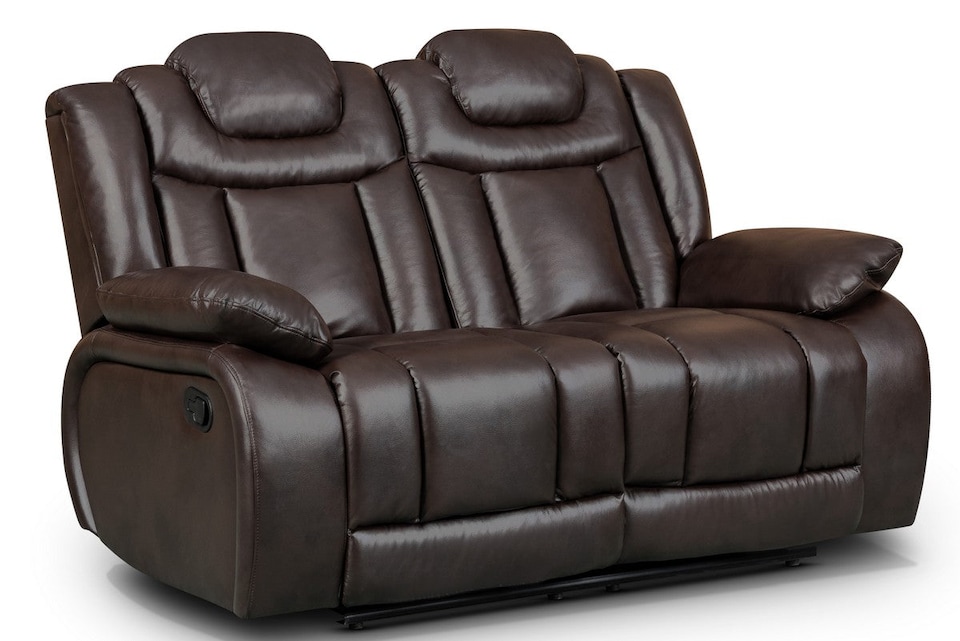 image 1 of Faux Leather Brown 2 Seater Manual Recliner Sofa TOLEDO
