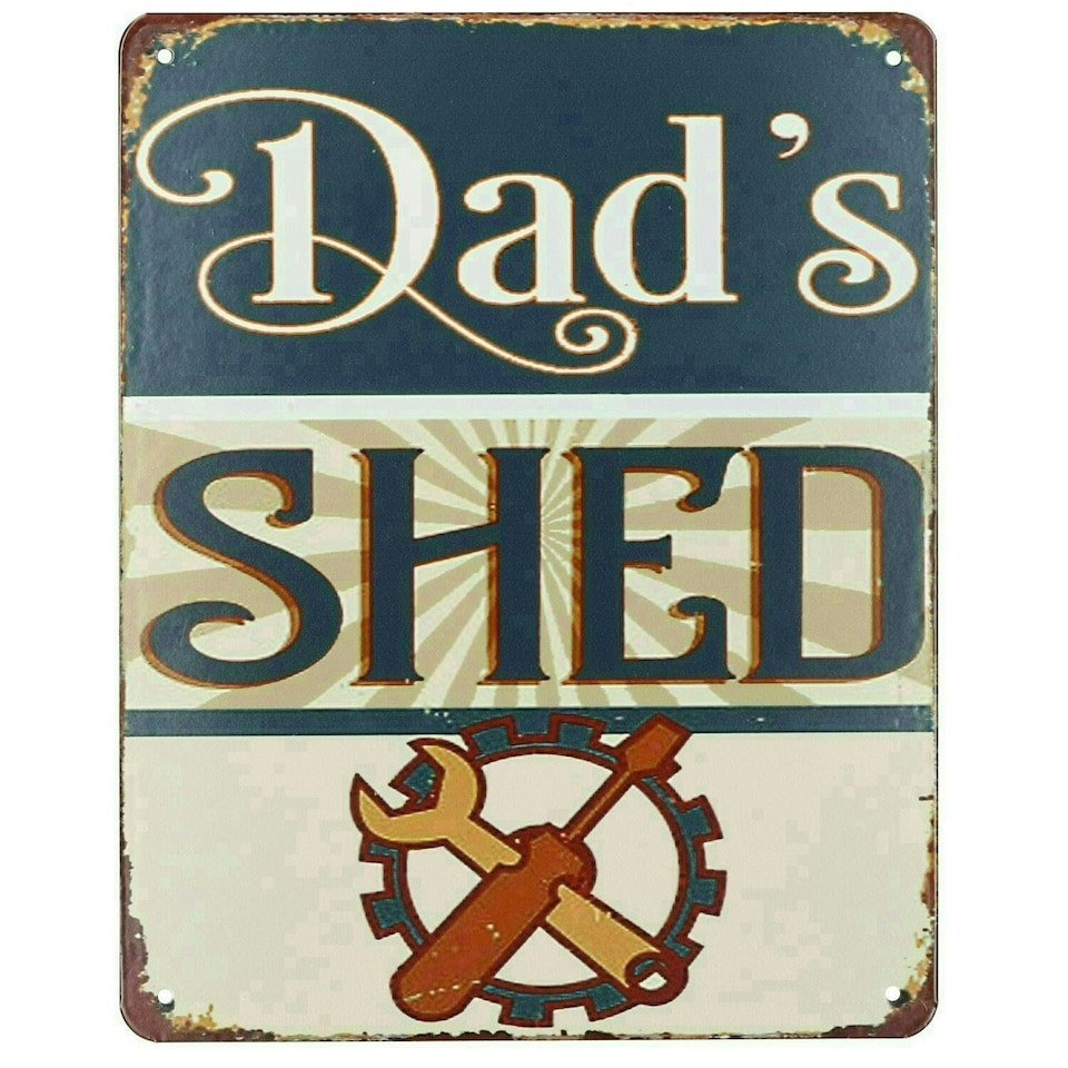 image 1 of Retro Hanging 'Dad's Shed' Metal Sign Garage/Home PrePunched Holes 20x25cm