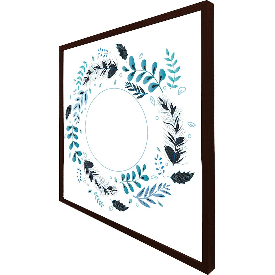 image 1 of Blue leaves frame (Picture Frame) White | M