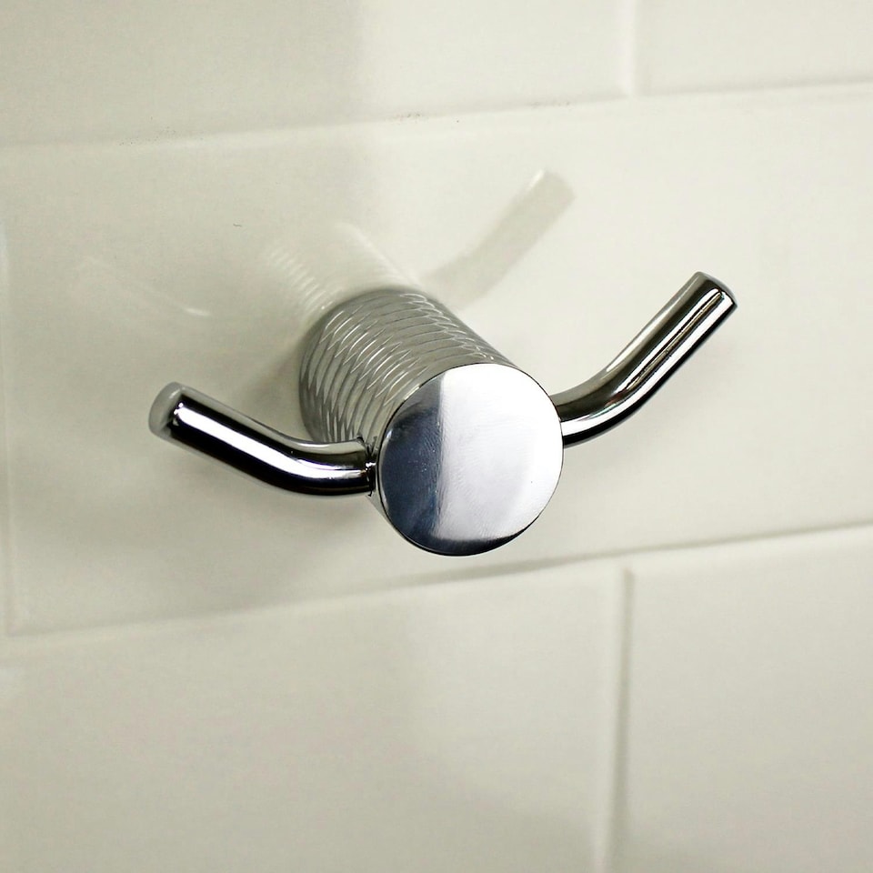 image 1 of Showerdrape Vitality Chrome Stainless Steel Wall Mounted Double Robe Hook