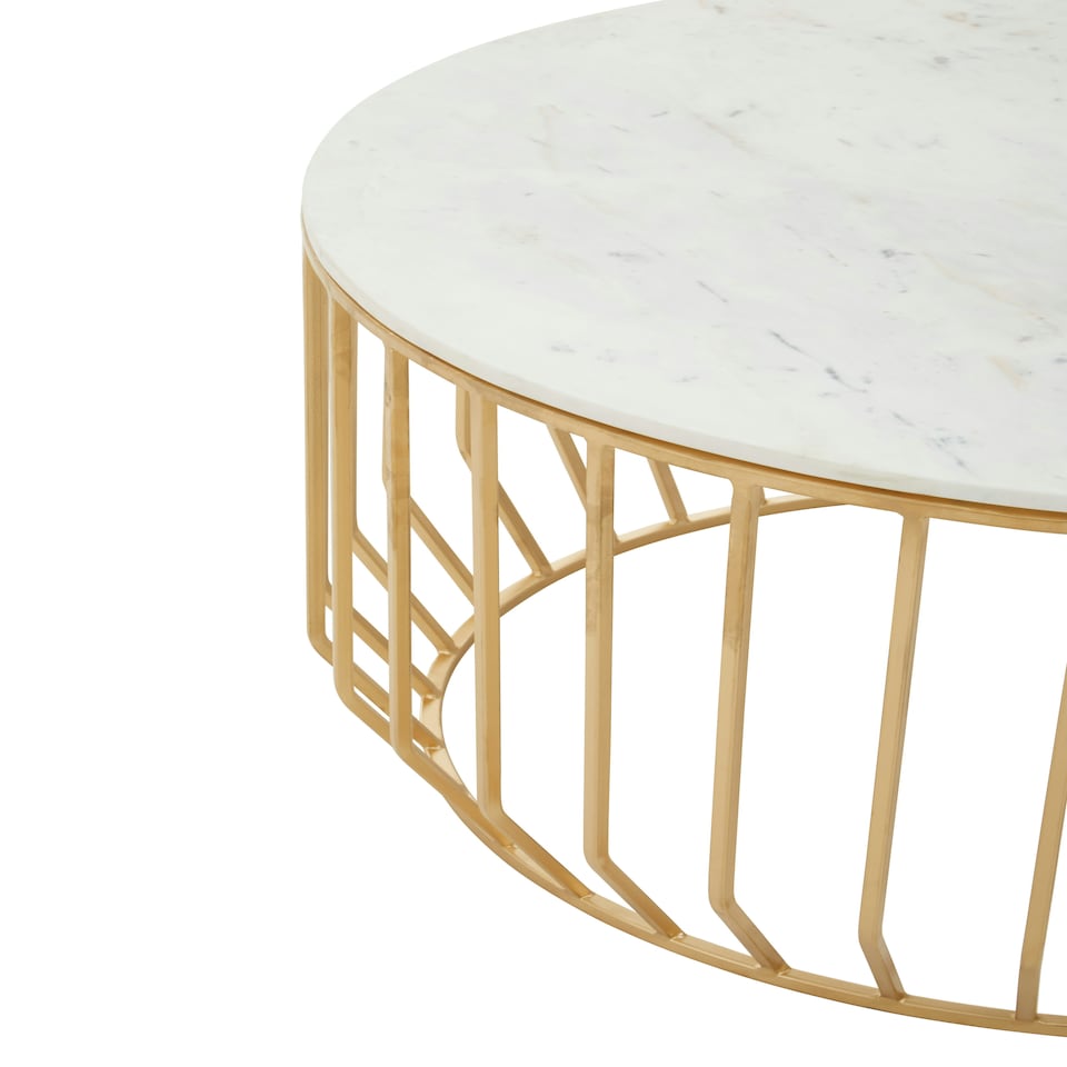 image 1 of Interiors by Premier White Marble Top Coffee Table, Gold Finished Open Frame Marble Coffee Table, Hallway Console Table for Home White