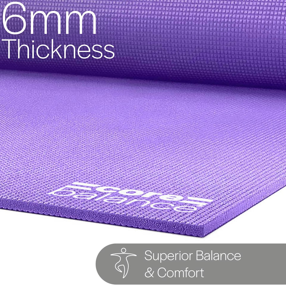 image 1 of Non Slip Yoga Mat (6mm Thick) - Purple