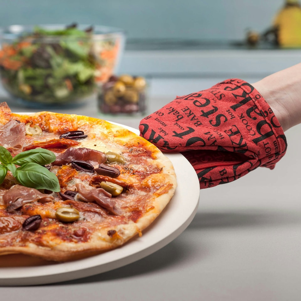 image 1 of Silicone Hot Grab Mini Oven Mitt, Hot Print Green