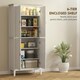 image 5 of HOMCOM 176.5 cm Tall Freestanding Pantry Storage Cabinet with 4 Doors Green White