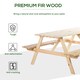 image 4 of Outsunny 6 Seater Wooden Picnic Table Bench for Outdoor Garden or Patio with Parasol Cutout 150 cm Natural Wood Finish