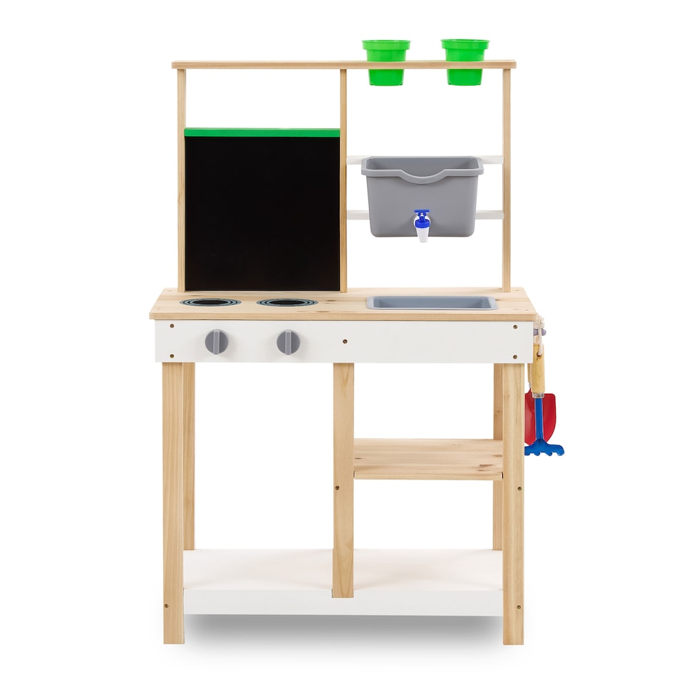 image 1 of Teamson Kids Mud Kitchen Outdoor Wooden Play Kitchen with Accessories