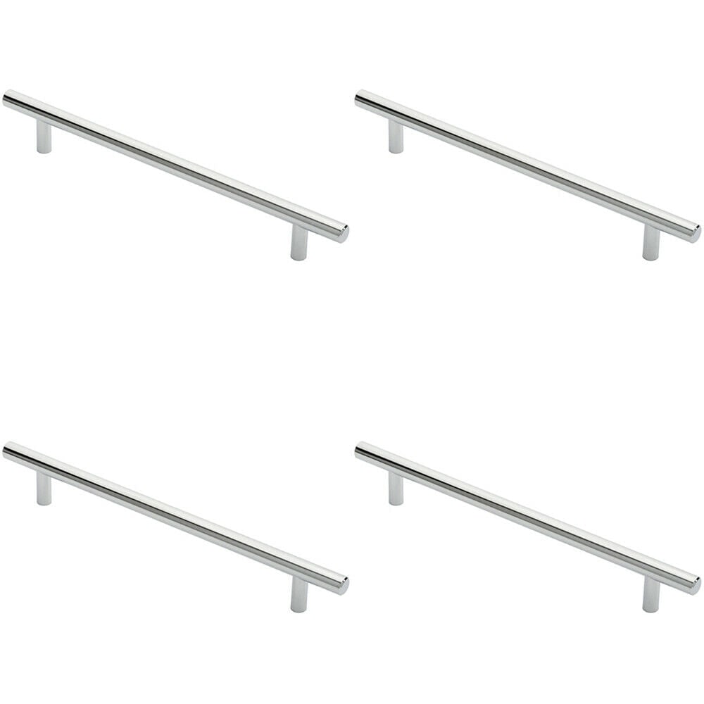 Loops 4x Round T Bar Cabinet Pull Handle 252 x 12mm 192mm Fixing Centres Chrome