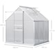 image 3 of Outsunny Polycarbonate Walk-in Garden Greenhouse w Sliding Door Silver Tone
