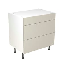 3 Drawer Base Unit 800mm w/ Slab Cabinet Door - Super Gloss Light Grey Grey | Super Gloss Light Grey