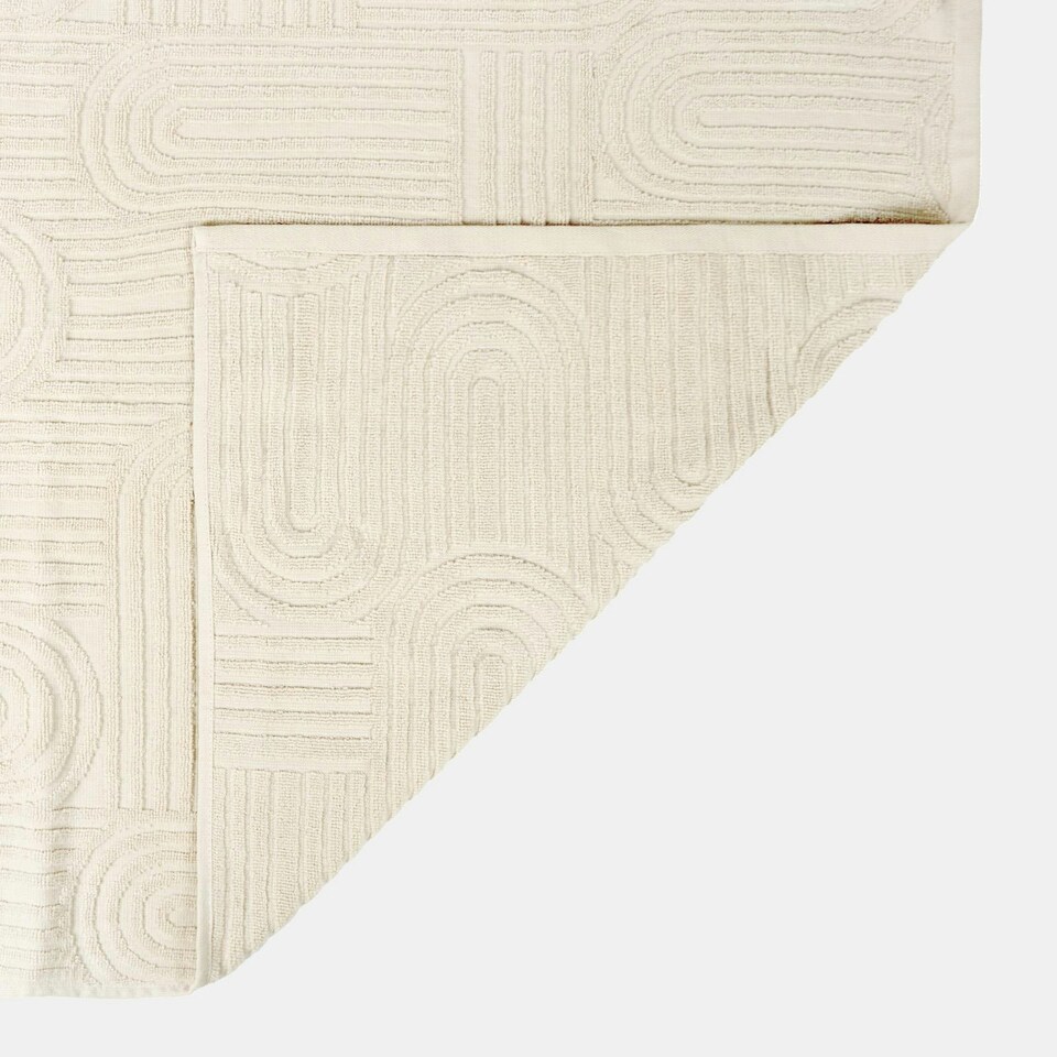 image 1 of OHS Jacquard Arches Textured 100% Cotton 500GSM Absorbent Hand Towel, 50x80cm - Cream