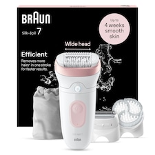 Braun Silk-épil 7,  Epilator For Easy Hair Removal, Lasting Smooth Skin, 7-060, White/Flamingo