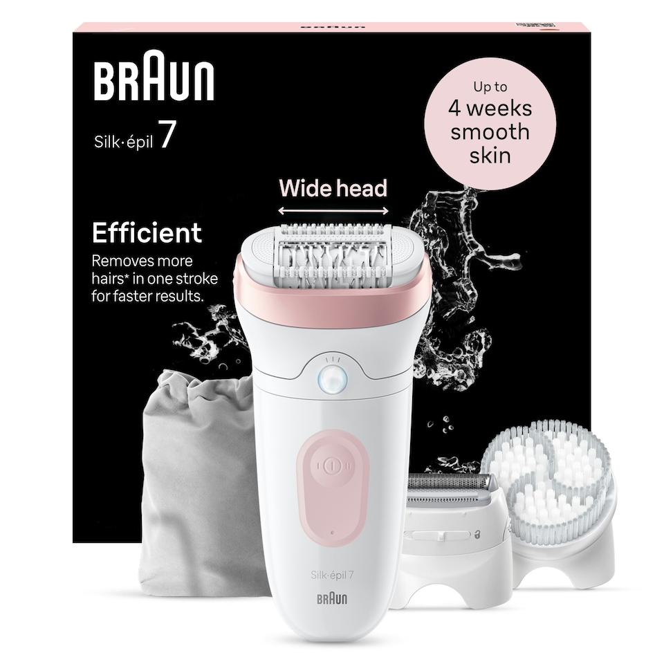 image 1 of Braun Silk-épil 7,  Epilator For Easy Hair Removal, Lasting Smooth Skin, 7-060, White/Flamingo
