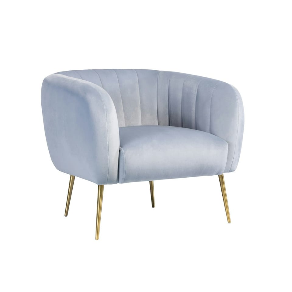 image 1 of Matilda Velvet Fabric Accent Chair - Light Blue