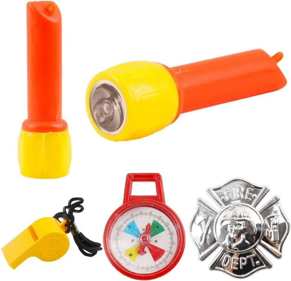 image 1 of Washable Fireman Costume Set with Storage Backpack Real Water Shooting Extinguisher and Accessories