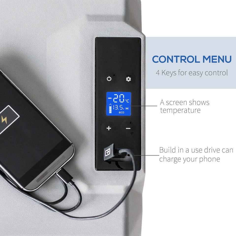 image 1 of HOMCOM Car Refrigerator, Portable 12, 24V 50L Compressor Fridge Freezer