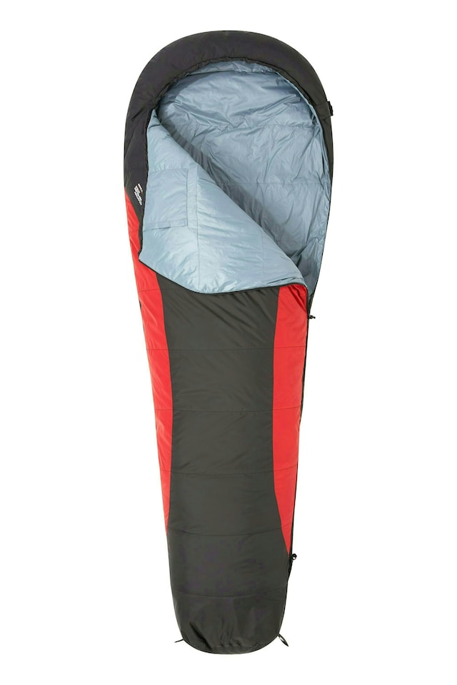 image 1 of Mountain Warehouse Extreme Down Sleeping Bag Hooded Two Way Zipped Camp Bed | Red