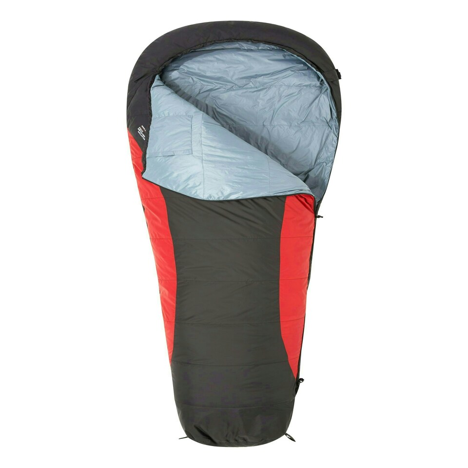image 1 of Mountain Warehouse Extreme Down Sleeping Bag Hooded Two Way Zipped Camp Bed Red