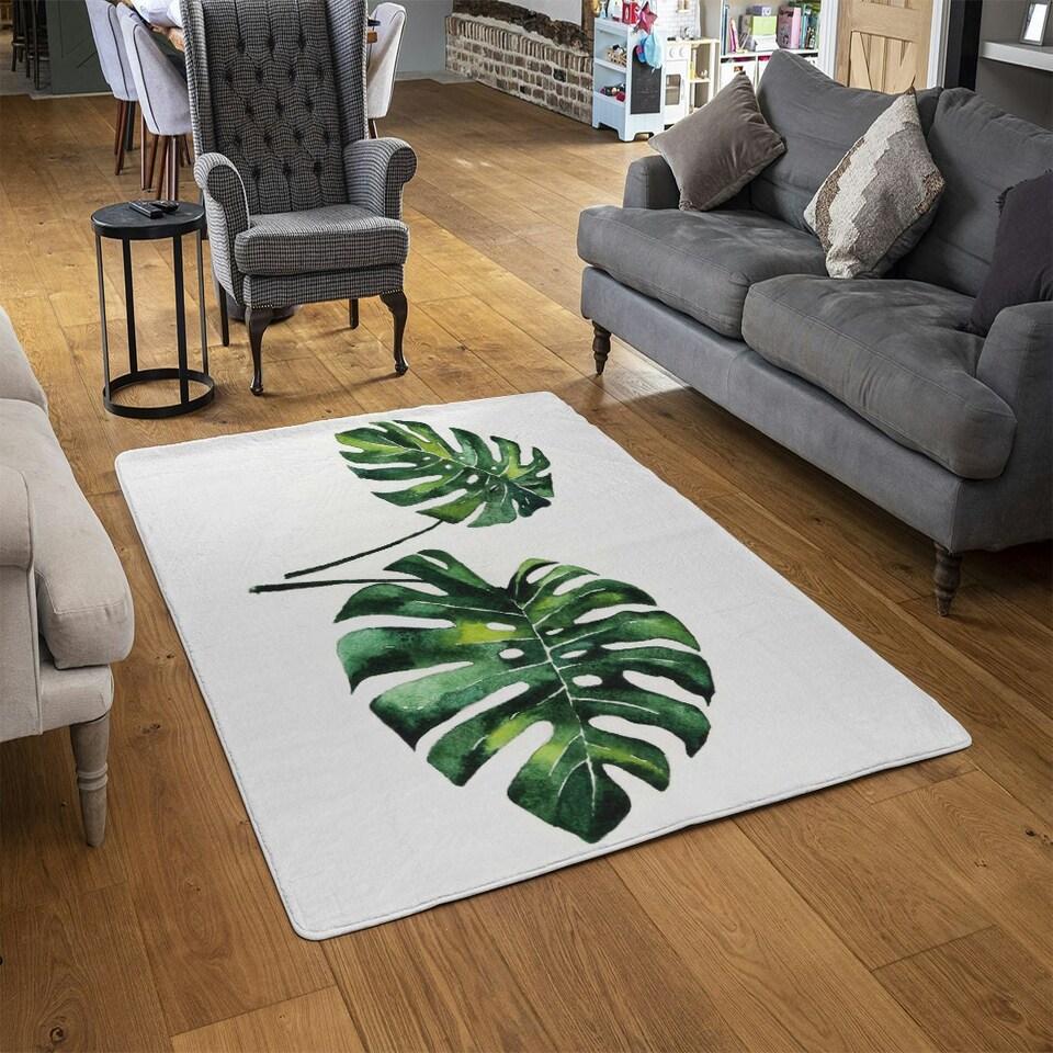 image 1 of Twin Tropical Leaves (Rug) Green | Medium: 80x150cm