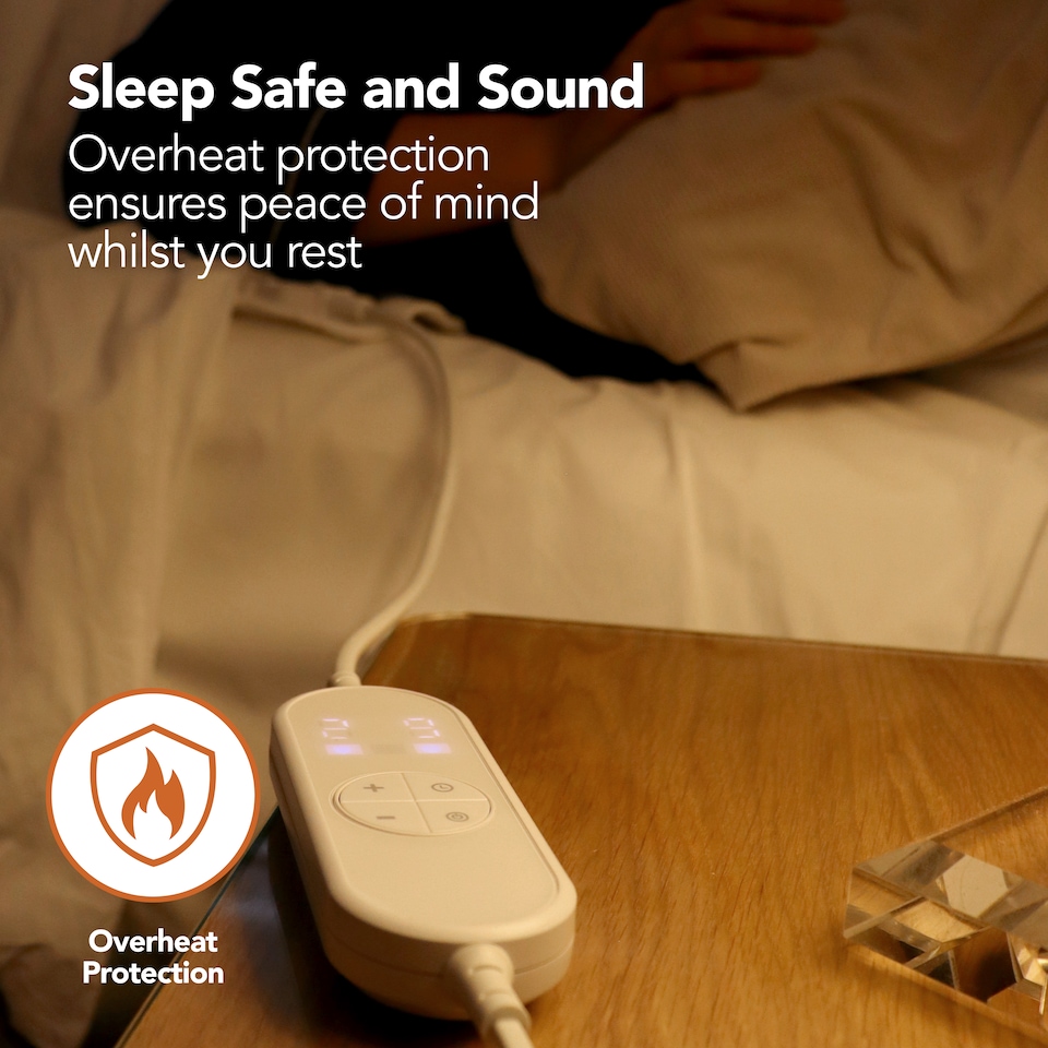 image 1 of Igenix Digital Heated Underblanket, 75W, Polyester, 1-9hr Timer, Machine Washable, White, Double Size