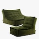 image 1 of icon Kota Velvet XL Bean Bag Sofa & Lounger Set Olive Green Bean Bag Chair Green