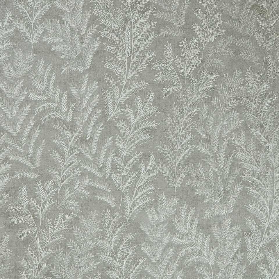 Sample of Darjeeling Leaf Metallic Wallpaper in Grey and Silver with Silver Sparkle Multi
