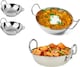 image 2 of Set of 2 Stainless Steel 21cm Kadai - Food Table Deep Serving Bowls with Handle