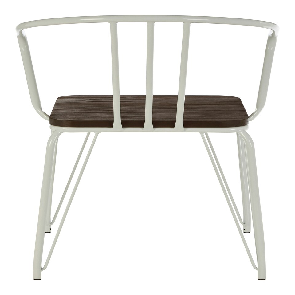 image 1 of Interiors by Premier White Metal and Elm Wood Arm Chair, Accent Dining Arm Chair, Versatile Wooden Chair for Home, Office, Lounge