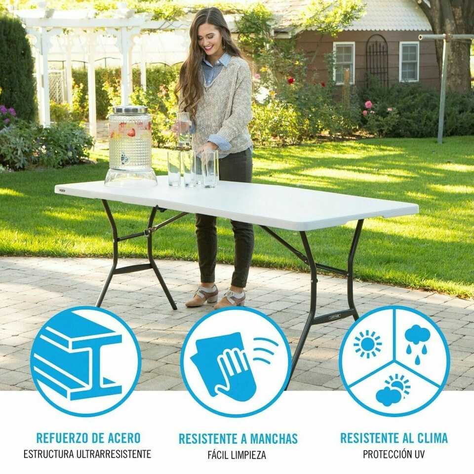 image 1 of Folding Table Lifetime White Rectangular Steel Plastic 185 x 76 x 74 cm