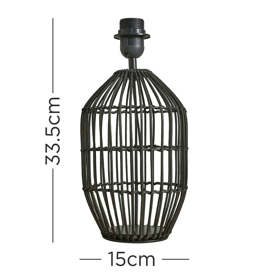 image 1 of ValueLights Contemporary Matt Black Rattan Cylinder Table Lamp Base