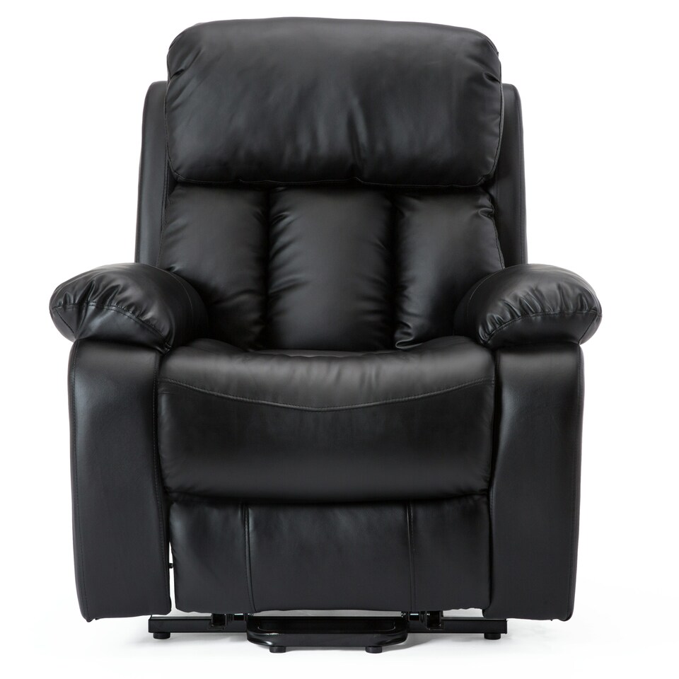 image 1 of Chester Single Motor Rise Recliner Bonded Leather Heat & Massage Chair (Black)
