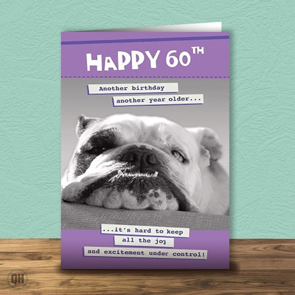 image 1 of 60th Birthday Card Another Birthday Another Year Older...Hard To Keep All The Joy & Excitement Under Control!