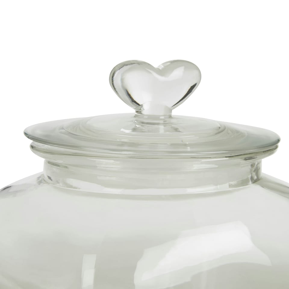 image 1 of Interiors by Premier Medium Storage Jar, Glass Canister with Heart-Shaped Lid, Ideal for Storing Sweets, Spices