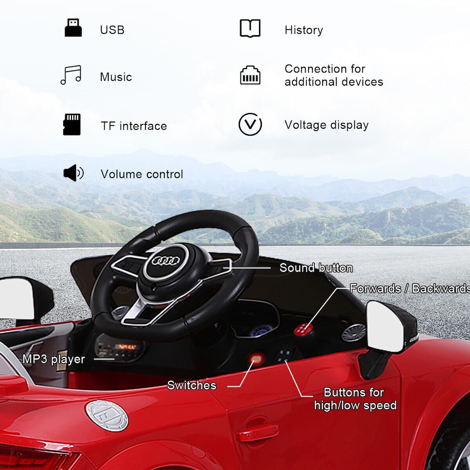 image 1 of COSTWAY 12V Children's car Licensed Audi TTRS Red