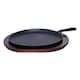 image 1 of Buckingham Pre-Seasoned Cast Iron Griddle Crepe Pan 27 cm with Wooden Base