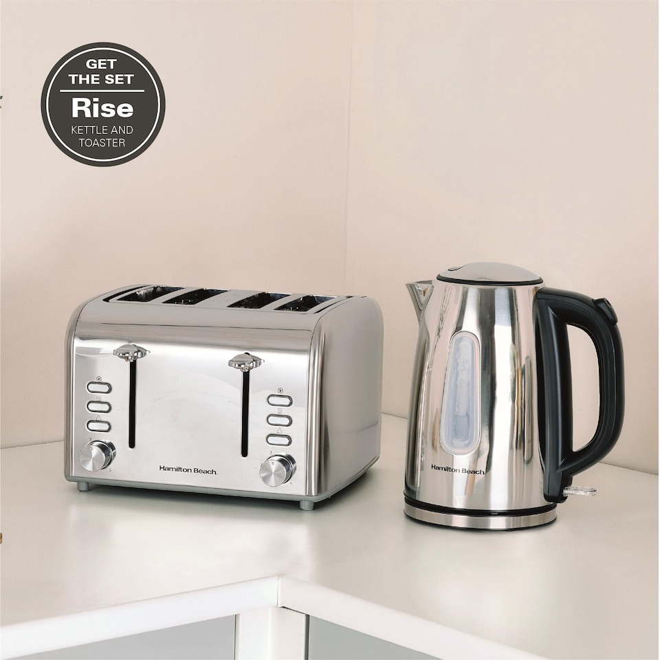image 1 of Hamilton Beach Rise Polished Kettle & 4 Slice Toaster Set