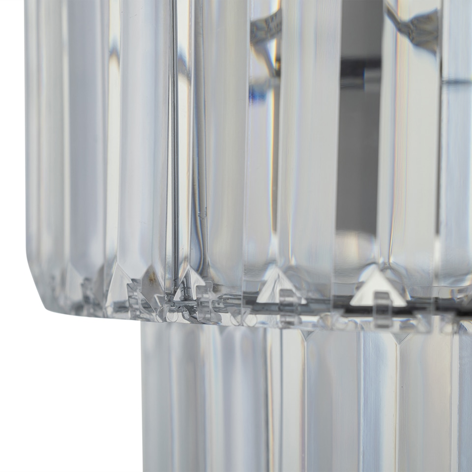 image 1 of Set of 2 Clint - Clear Acrylic Two Tier Easy Fit Pendant Shades | Clear | Clear acrylic with polished chrome plate detail | 2