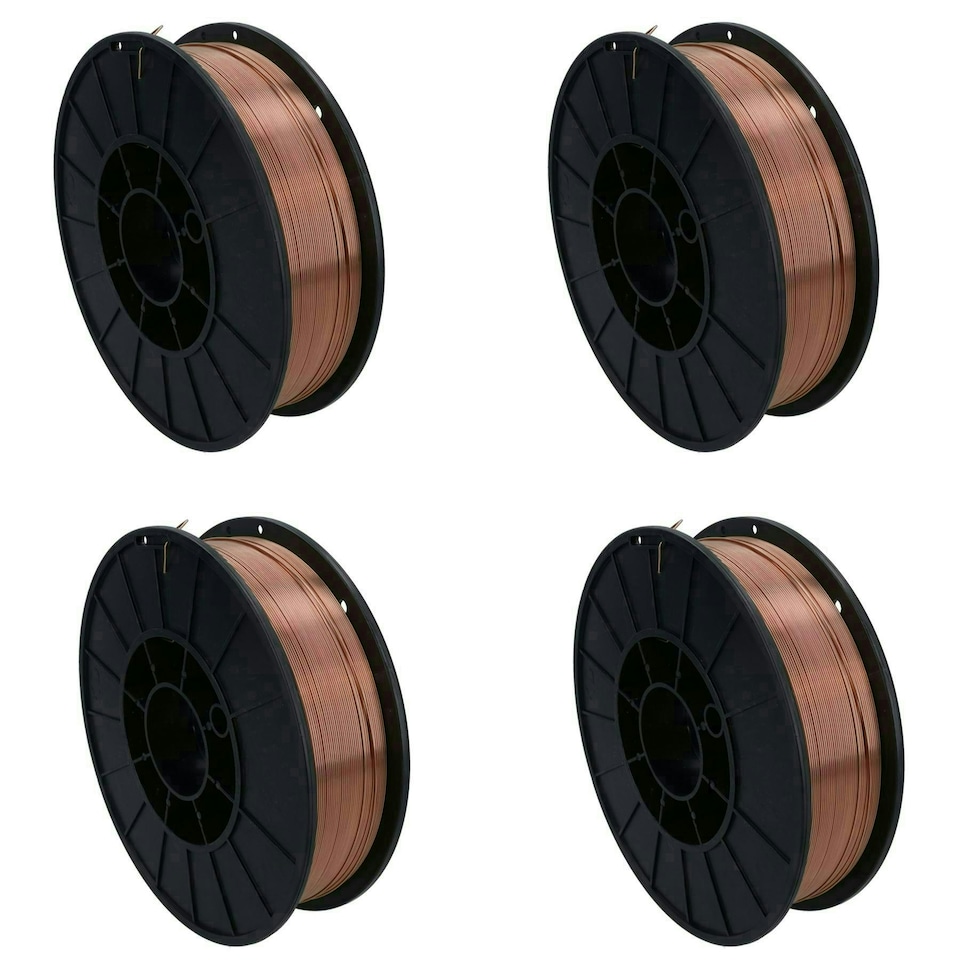 image 1 of 0.6mm Mild Steel Mig Welding Wire Spool Gas Argon CO2 5kg Reel Copper Coated 4 Pack