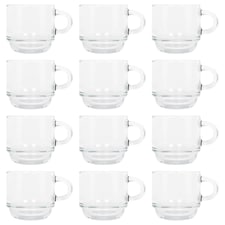 LAV Cozy Stacking Glass Espresso Cups - 90ml - Pack of 12 Clear