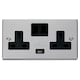 image 1 of SE HOME Polished Chrome 2 Gang 13A 1 USB Twin Double Switched Plug Socket Black | Polished Chrome