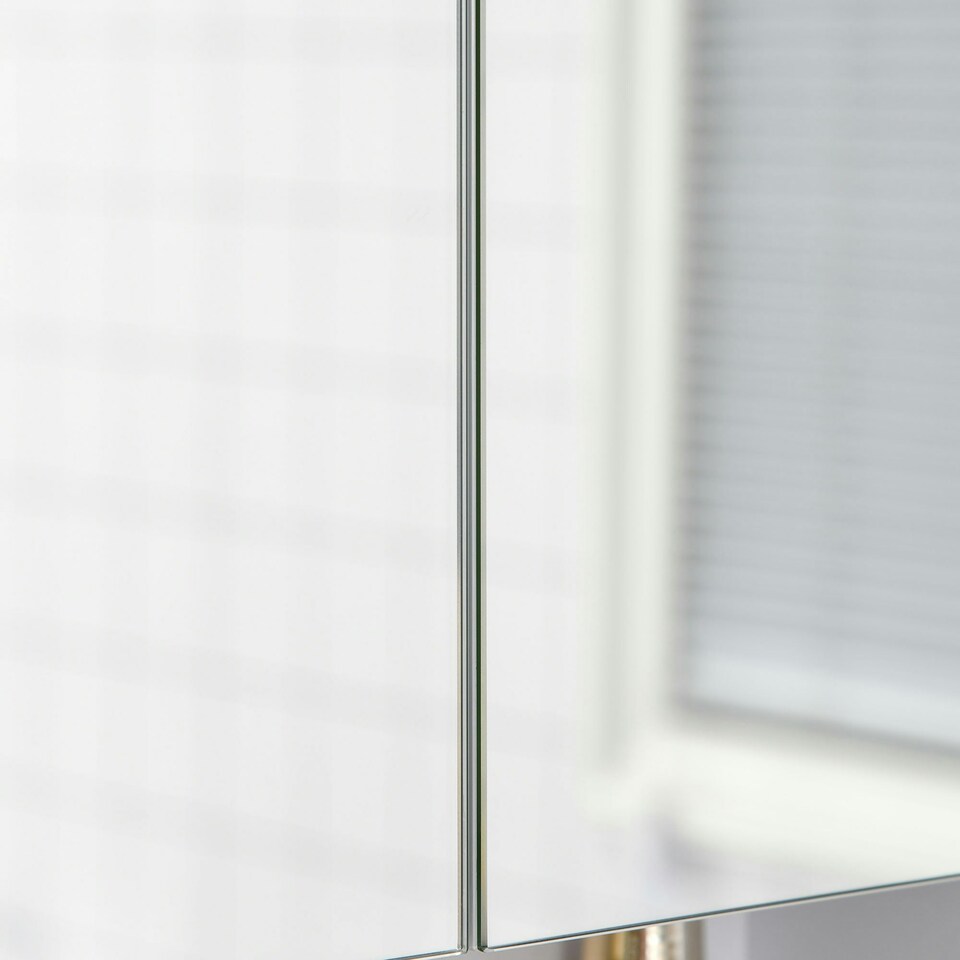 image 1 of kleankin Wall Mount Medicine Cabinet with Mirror and Adjustable Shelf, White White