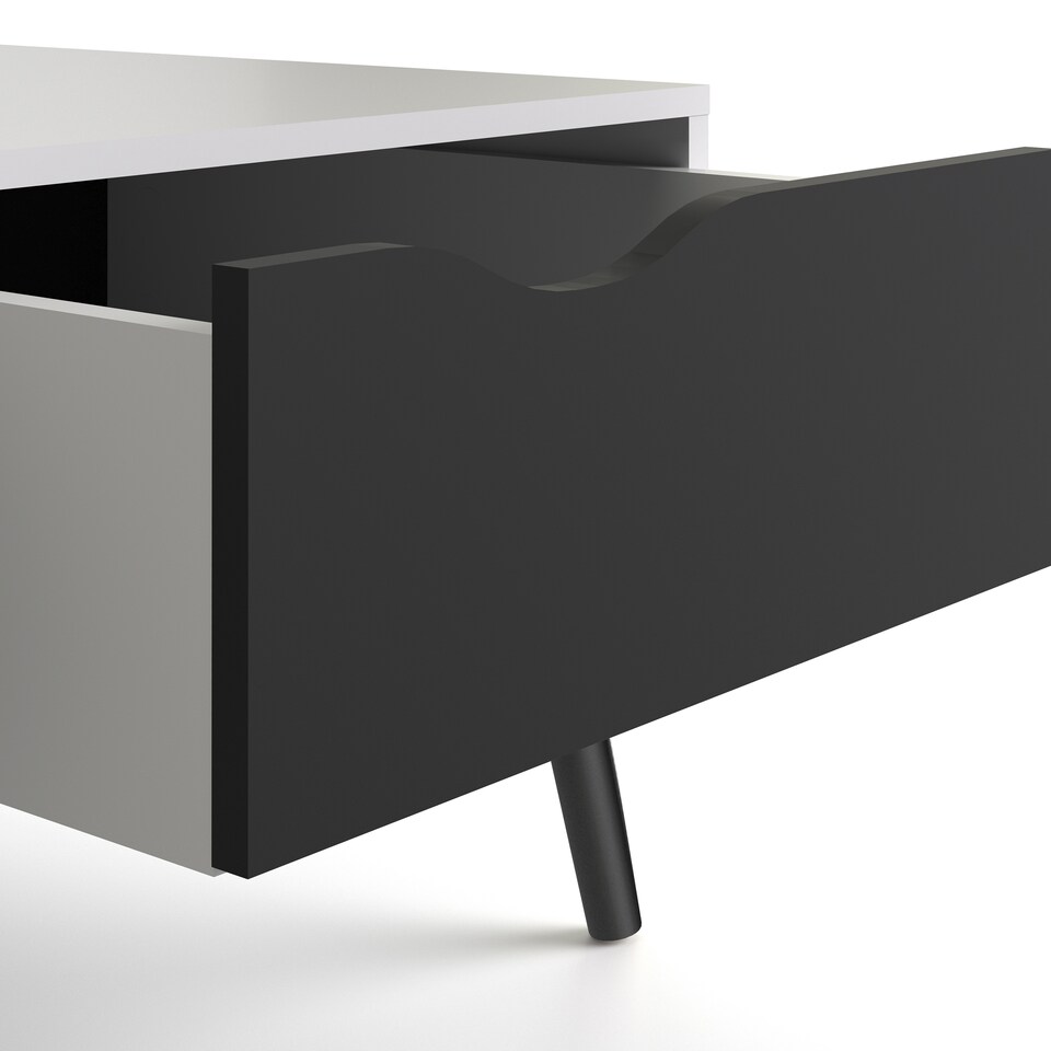 image 1 of Oslo Coffee Table 1 Drawer 1 Shelf in White and Black Matt