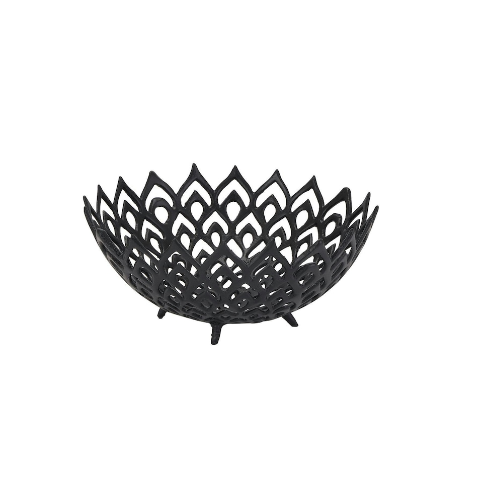 image 1 of Hill Interiors Cast Lattice Bowl - Black - 20cm x 47cm x 47cm