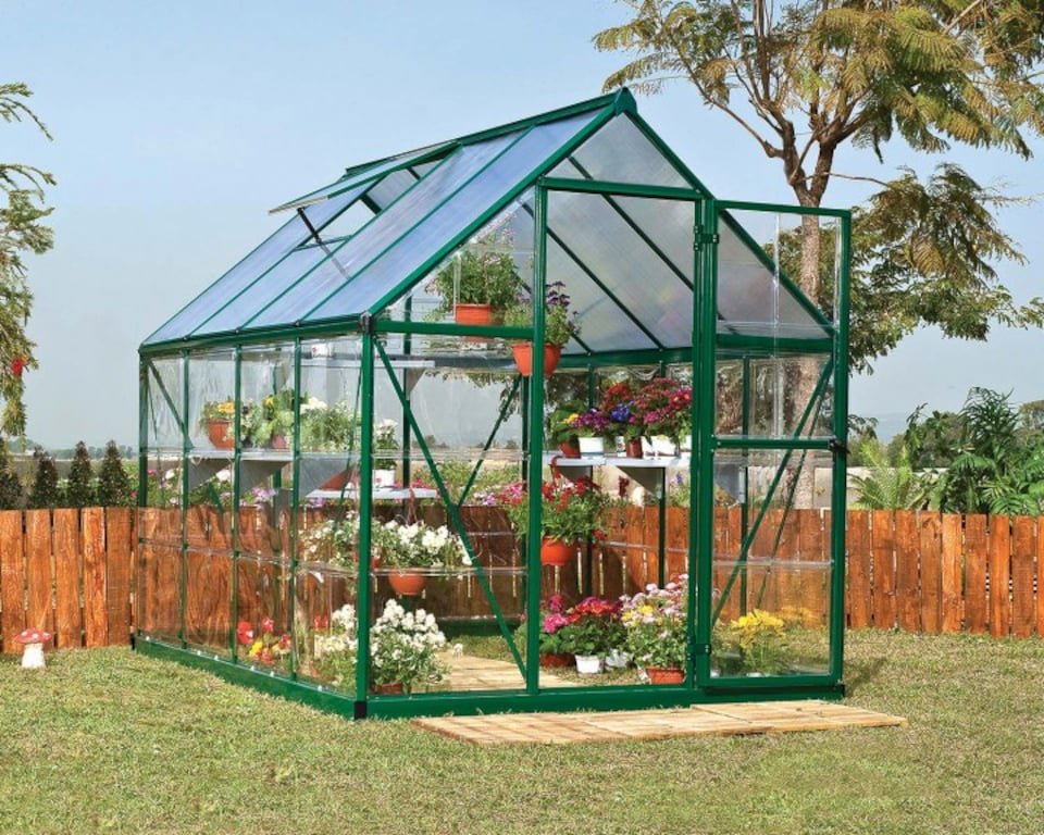 image 1 of Greenhouse Hybrid 6 x 8 - Polycarbonate - L247 x W185 x H208 cm - Green