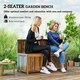 image 9 of Outsunny Wood Storage Bench for Patio, Outdoor Garden Seating, Brown Grey