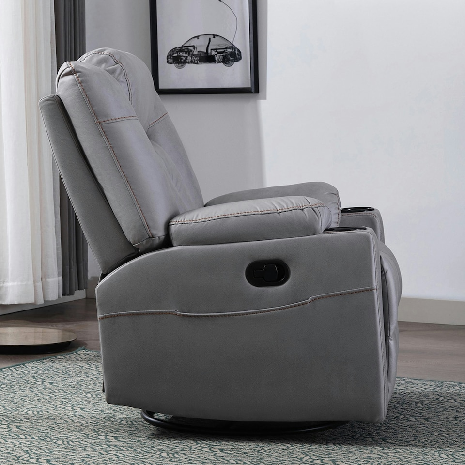 image 1 of Afton Electric Technology Fabric Auto Recliner USB Lounge Sofa Chair (Grey)