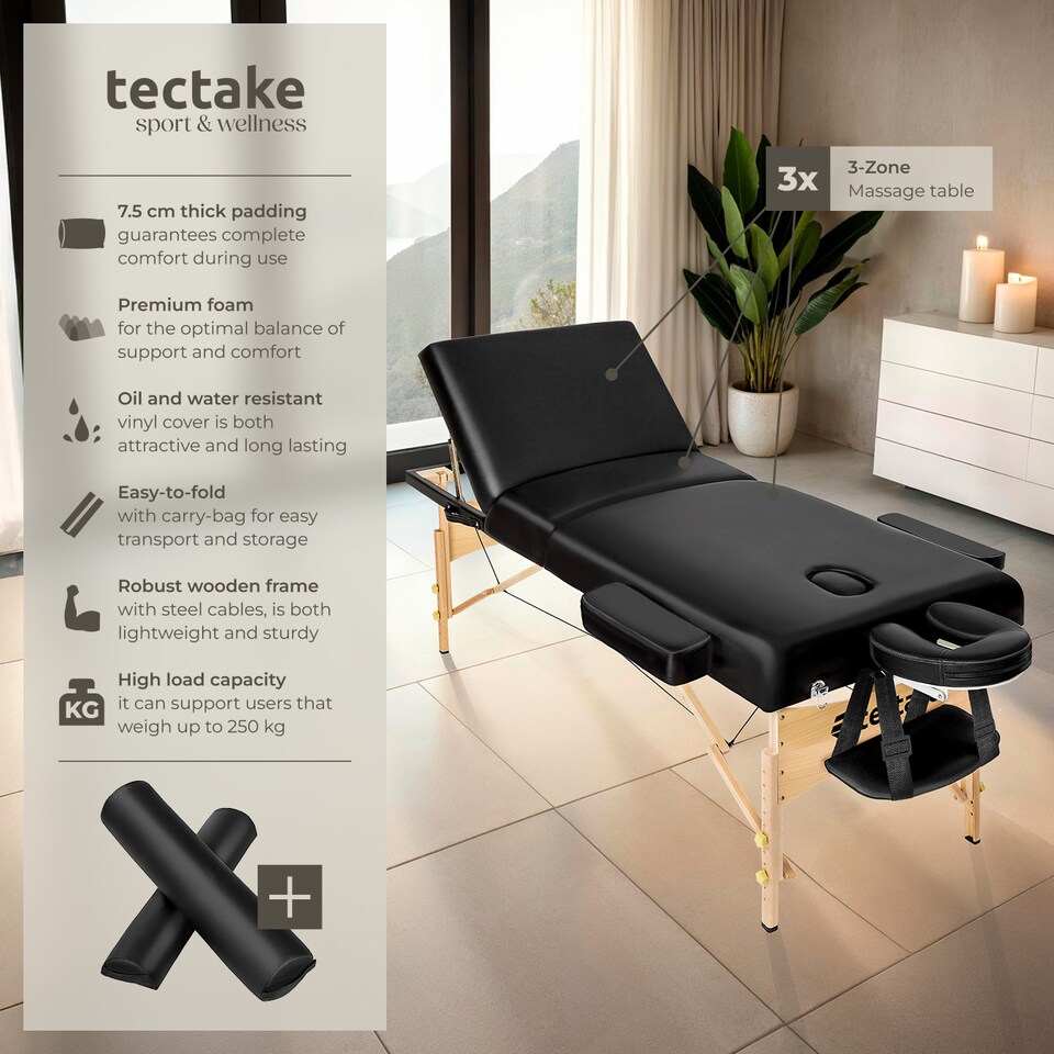 image 1 of 3 Zone Massage Table Somwang with Bolster Set | Black | black | 1