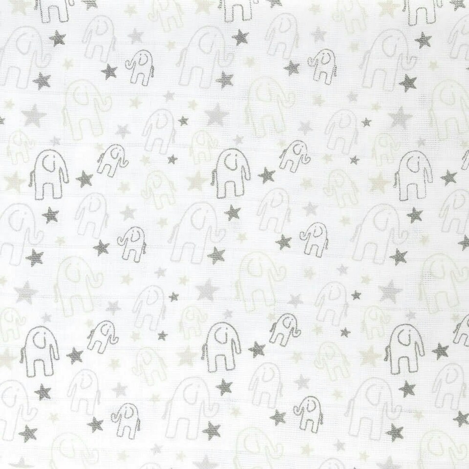 image 1 of Ziggle Cotton Muslin Square - Grey Elephants
