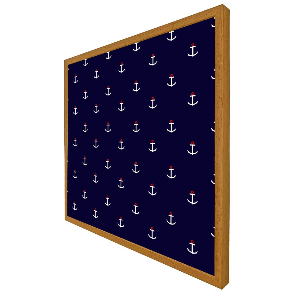 image 1 of White & red anchors on navy (Picture Frame) Brown | Oak | M